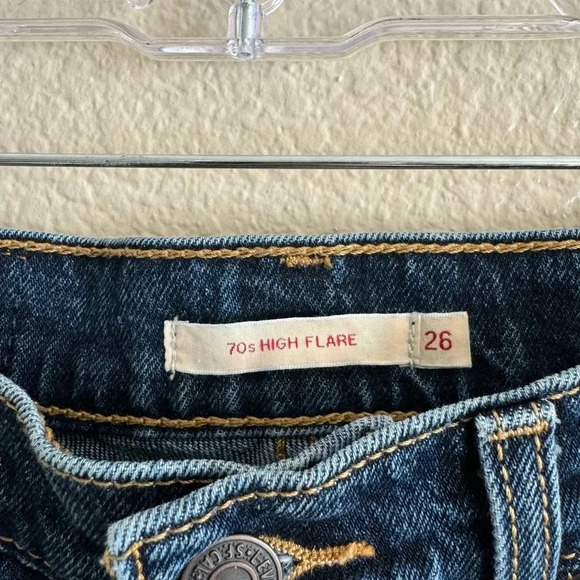 Levi 70s High Flare Dark Wash Jean - Picture 2 of 7